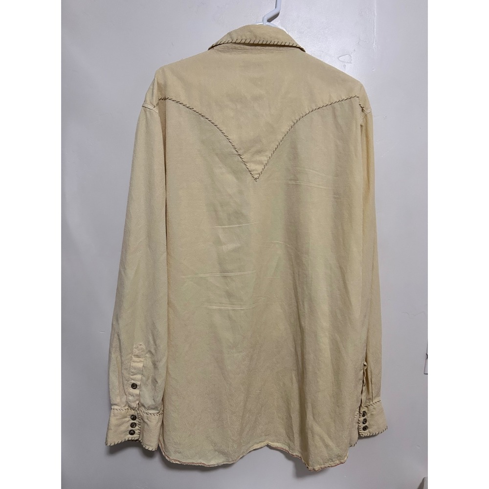 Ryan Michael Mens Silk Cotton Western PearlSnap Shirt Wheat Paisley Jacquard XXL - Picture 2 of 10